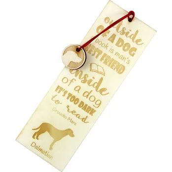 Doplněk ke knize Dalmatin gravírovaná záložka do knihy se psem, jméno psa