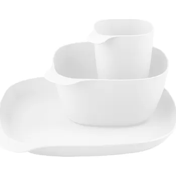 Sada Opakovaně Použitelného Turistického Nádobí Bailango - Hrnek, Miska, Talíř, Bílá