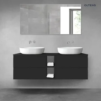 Koupelnový nábytek Oltens Vernal sada koupelnového nábytku 140 cm s horní deskou, matná černá 68625300