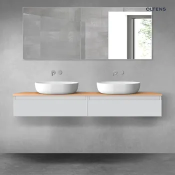 Koupelnový nábytek Oltens Vernal sada koupelnového nábytku 160 cm s horní deskou, matná šedá/dub 68374700