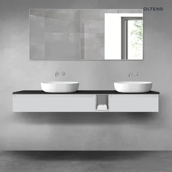 Koupelnový nábytek Oltens Vernal sada koupelnového nábytku 180 cm s horní deskou, matná šedá/matná černá 68660700