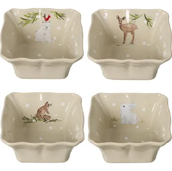 Miska zapékací 12cm|0,36L, DEER FRIENDS, bílá|Linen, set 4ks (DOPRODEJ)|Casafina by Costa Nova