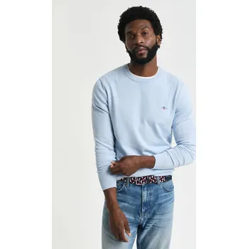 Pánské oblečení SVETR GANT CLASSIC COTTON C-NECK FRESH BLUE