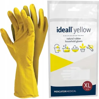 Pracovní rukavice Latexové rukavice žluté, s folkovým vzorem, pro domácnost, velikost XL