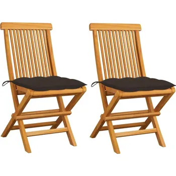 OMAXI Zahradní židle s taupe poduškami 2 ks masivní teak 264072