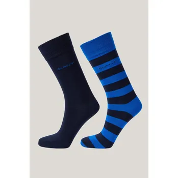 Pánské ponožky PONOŽKY GANT BARSTRIPE AND SOLID SOCKS 2-PACK LAPIS BLUE