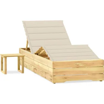 Zahradní lehátko OMAXI Zahradní lehátko se stolkem a poduškou impregnovaná borovice 303757