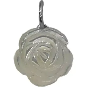 Přívěsek Stříbrný přívěsek růže přírodní perleť bílá 10 mm - P1298 (Stříbrná růže z přírodní perleti bílé)