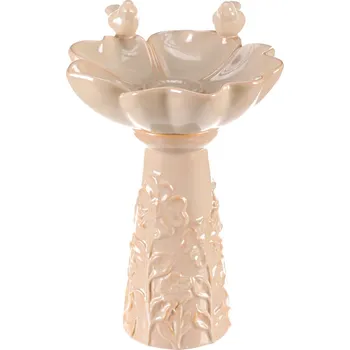Krmítko pro ptáka Stojaté pítko pro ptáčky, květ, krémová, 26 x 24 x 37 cm