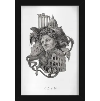 Obraz Moderní nástěnná dekorace Monochromatický Řím Koloseum Pizza 20x30 cm