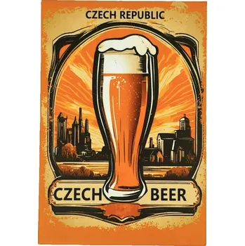 Dekorativní magnet GiftyCity GIFTY CITY Plechový magnet - 8x5,5 cm - Retro, České pivo
