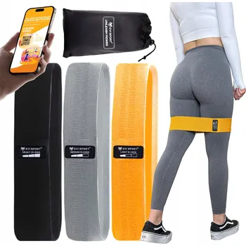 ODPOROVÉ LÁTKOVÉ GUMY na Cvičení SADA 3 Silné POPRUHY Fitness + EBOOK