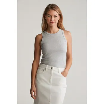 TOP GANT HIGH NECK RIB TANK TOP LIGHT GREY MELANGE