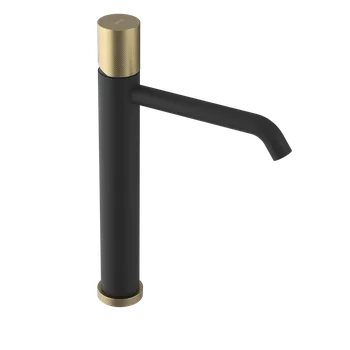 Vodovodní baterie Sapho Ultratap Stojánková umyvadlová baterie vysoká, prodloužená hubice, černá mat/zlato mat, UT007TBG