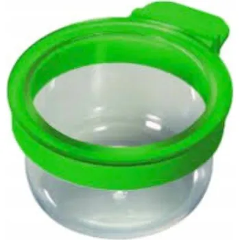 Krmivo pro ptáka Miska pro papoušky a jiné exotické ptactvo s bidýlkem | Žlutá | Zelená
