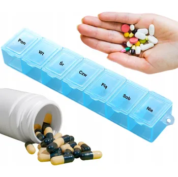 Dávkovač léků Organizér na léky, tablety, bezpečnostní krabička nádoba na 7 dní v polštině