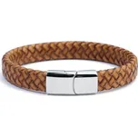 Šperky4U Kožený náramek splétaný béžový - NR1157-BG