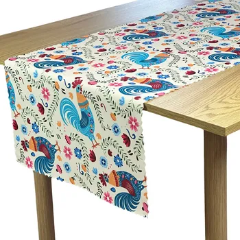 ubrus Ubrus Odolný proti Skvrnám Velikonoce Barevný Kohout Folk Běžce na Stůl 50x120 cm