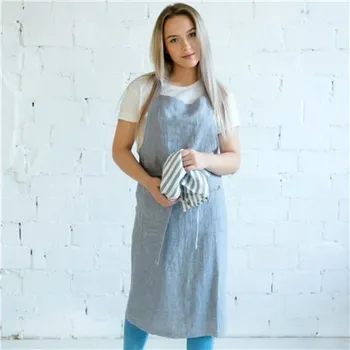 Kuchyňská zástěra Lněná zástěra šedá