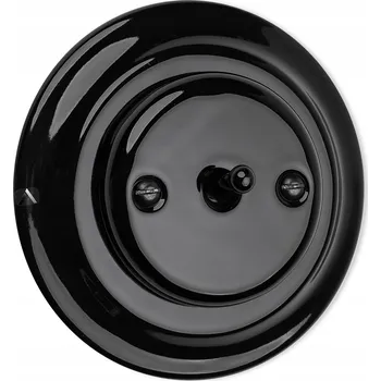 vypínač Keramický vypínač jednoduchý schodišťový ANTICA TOOGLE černý bez rámečku LOFT