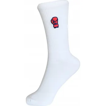 Pánské ponožky Boxerské Parta Ponožky bílé s červenou výšivkou Box 35-37