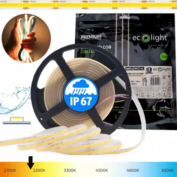 LED páska LED pásek Ecolight voděodolný IP67, teplá bílá 3000K, 12V, 9W/m