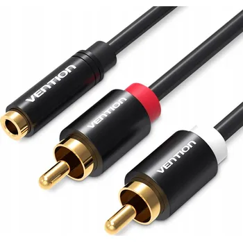 Audio kabel Kabel Vention VAB-R01-B150 minijack (3,5 mm) na 2x RCA (cinch) 1,5 m
