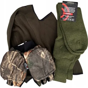 Pracovní oblečení ZIMNÍ RYBÁŘSKÁ SADA: TEPLÉ RUKAVICE + PONOŽKY VÁNOČNÍ MOTIV, VELIKOST 47/48