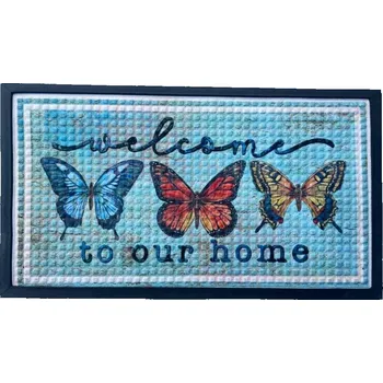 Rohožka HOME ELEMENTS Rohož gumová + PP, Home motýli, 45x75 cm