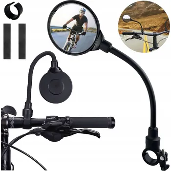 Zrcátko na kolo Zrcátko na kolo kulaté 8 cm dlouhé, 38 Cm nastavitelné na řídítka