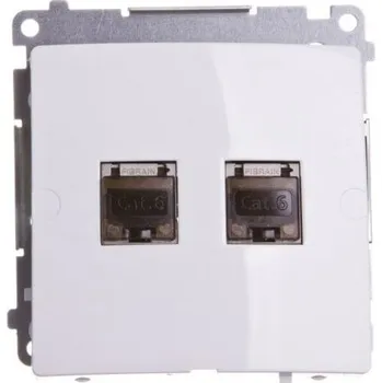 Elektrická zásuvka Simon Basic Dvojitá počítačová zásuvka RJ45 kategorie 6 bílá BM62E.01/11
