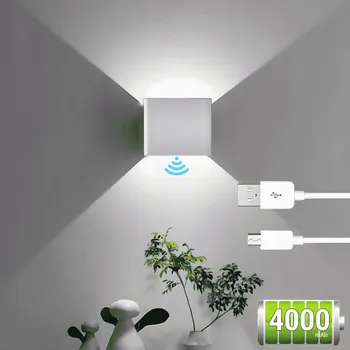 Nástěnné svítidlo Nástěnné LED svítidlo vnitřní ČTVERCOVÉ NAHORU A DOLŮ nástěnná lampa s USB