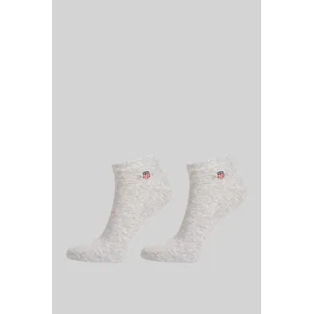 Pánské ponožky PONOŽKY GANT SHIELD ANKLE SOCKS 2-PACK LIGHT GREY MELANGE