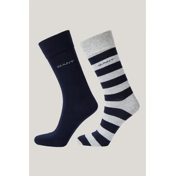 Pánské ponožky PONOŽKY GANT BARSTRIPE AND SOLID SOCKS 2-PACK LIGHT GREY MELANGE