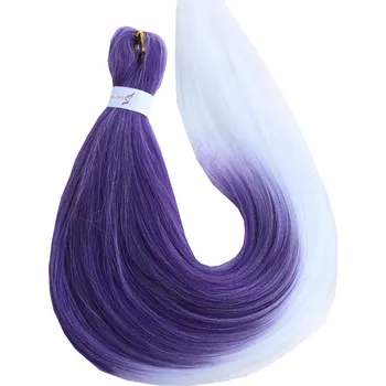 Příčesek Syntetické vlasy na copánky dredy low heat fialová bílá ombre