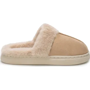 Pánské pantofle Komfortní pánské teplé Papuče s kožešinou, béžové, lehké, zateplené, velikost 44/45