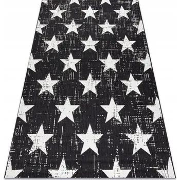 Koberec Koberec S PLOCHÝM VLASEM DO OBÝVÁKU NA TERASU PRO MLÁDEŽ HVĚZDY ČERNÝ 120x170 cm