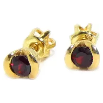 Náušnice Zlaté náušnice přírodní granát - VEx žluté zlato (Zlaté náušnice na šroubek s přírodním granátem)