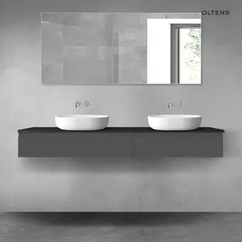 Koupelnový nábytek Oltens Vernal sada koupelnového nábytku 180 cm s horní deskou, matná grafitová/matná černá 68583400