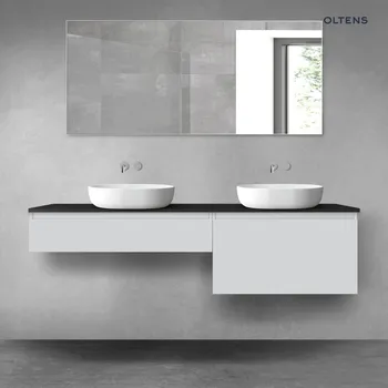 Koupelnový nábytek Oltens Vernal sada koupelnového nábytku 180 cm s horní deskou, matná šedá/matná černá 68586700