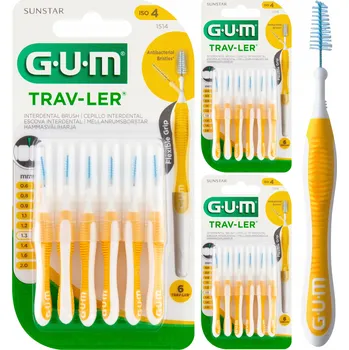 Zubní kartáček Mezizubní kartáčky GUM TRAV-LER 1,3 mm Žluté 3x6 ks