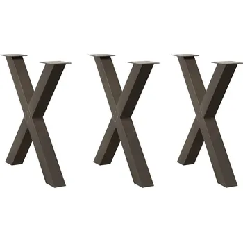 Jídelní stůl OMAXI Nohy k jídelnímu stolu ve tvaru X, 3 ks, přírodní ocel, 70 x (72-73) cm, ocel 316516