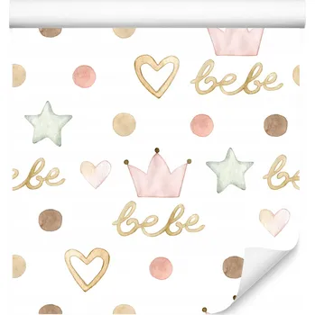 Fototapeta Tapeta do dětského pokoje Akvarelové TEČKY, Srdíčka, Hvězdičky ve stylu Boho