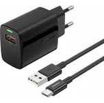 Rychlonabíječka Foneng EU64 s datovým kabelem USB-C 18W černá