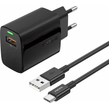 Rychlonabíječka Foneng EU64 s datovým kabelem USB-C 18W černá