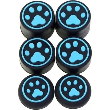 Gamepad SADA GUMIČEK NÁSTAVCŮ na ovladač XBOX PS4 PS5 PRO SWITCH Krytky 6 ks Černo-Tyrkysová