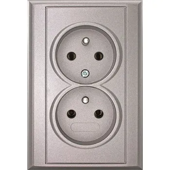 Elektrická zásuvka e2 elektro GmbH Zásuvka ČSN dvojnásobná antracit LUNE