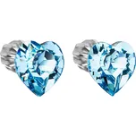 EVOLUTION GROUP CZ Stříbrné náušnice srdíčka Crystals from Swarovski® Aqua - 31139.3 Aqua