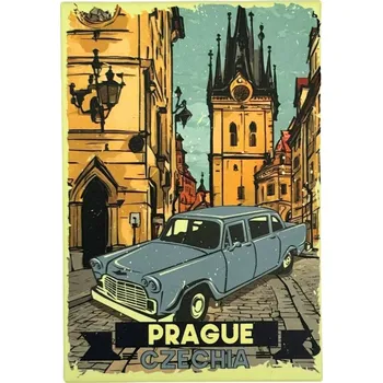 Dekorativní magnet GiftyCity GIFTY CITY Plechový magnet - 8x5,5 cm - Retro, Škodovka