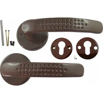 Dveřní kování KLIKA SANDRA HNĚDÁ KULATÝ ROZETA PRO VLOŽKU